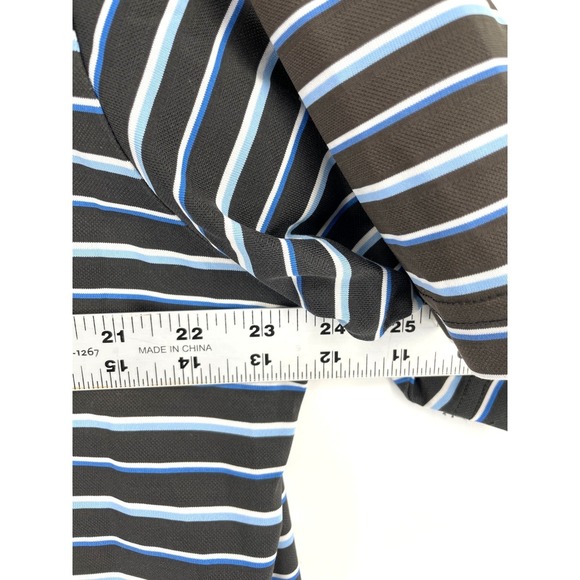 Adidas ClimaLite Mens XL Golf Polo Shirt TPC Sugarloaf Striped Brown Blue White - Picture 6 of 8